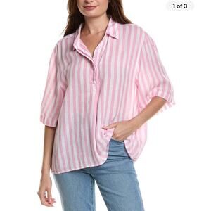 Lola River Linen Blend stripe Pink women size M Preppy nautical